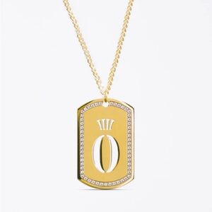 18KT Gold $ Silver $119 Hera Hero Dog Tag Diamond Necklace & Pendant